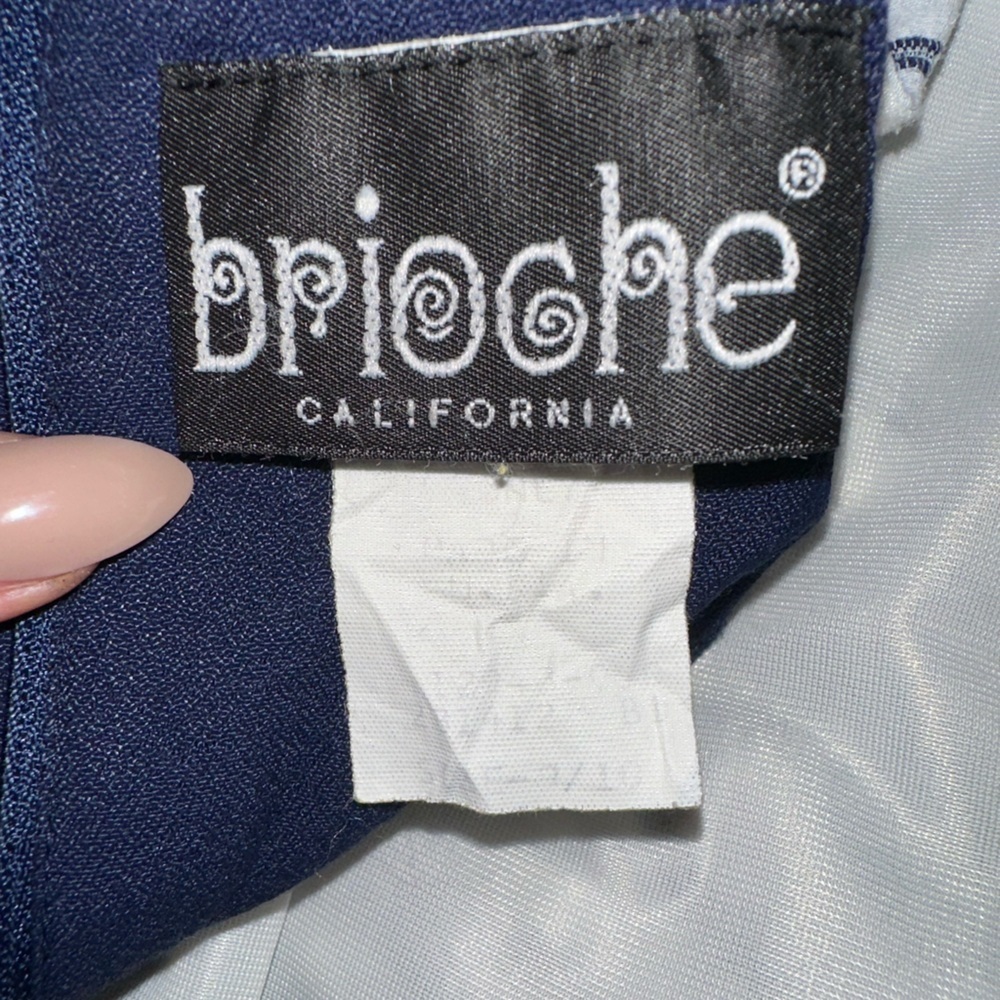 Vintage Brioche Navy and White Striped Pencil Skirt Dress - Picture 6 of 7